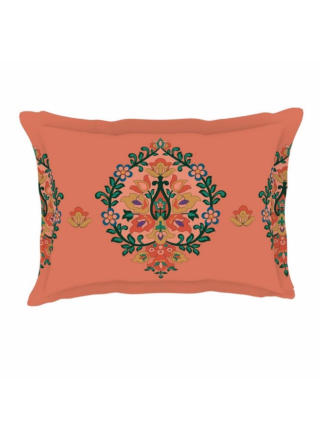SPACES Spaces 100% Cotton Double Bedsheet (224 Cm X 254 Cm / 43Cm X 68 Cm) | 132 TC Percale Ornate Bedsheet & Pillow Covers Set (Shrimp)- Aurum  - Image 5