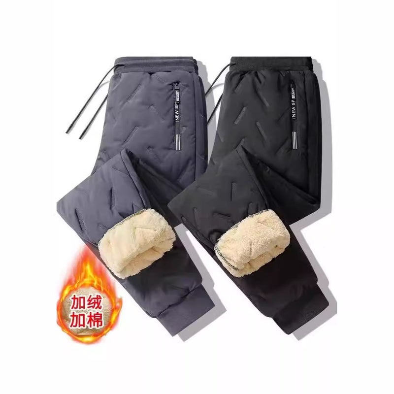 2024 Winter Cotton Pants Men'S Plus Size Lambskin Men'S Fleece-Lined Thickened Winter Outer Wear Warm Loose Casual Pants - Image 4