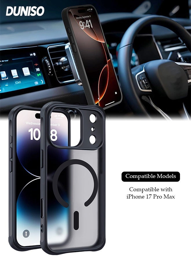 DUNISO Magnetic Phone Case for iPhone 17 Pro Max Translucent Anti-Slip and Drop-Proof Rugged Waterproof Case Compatible with MagSafe， Raised Rdges Protect Camera & Screen Ultra Thin Frosted Finish Phone Case for iPhone 17 Pro Max - Image 1
