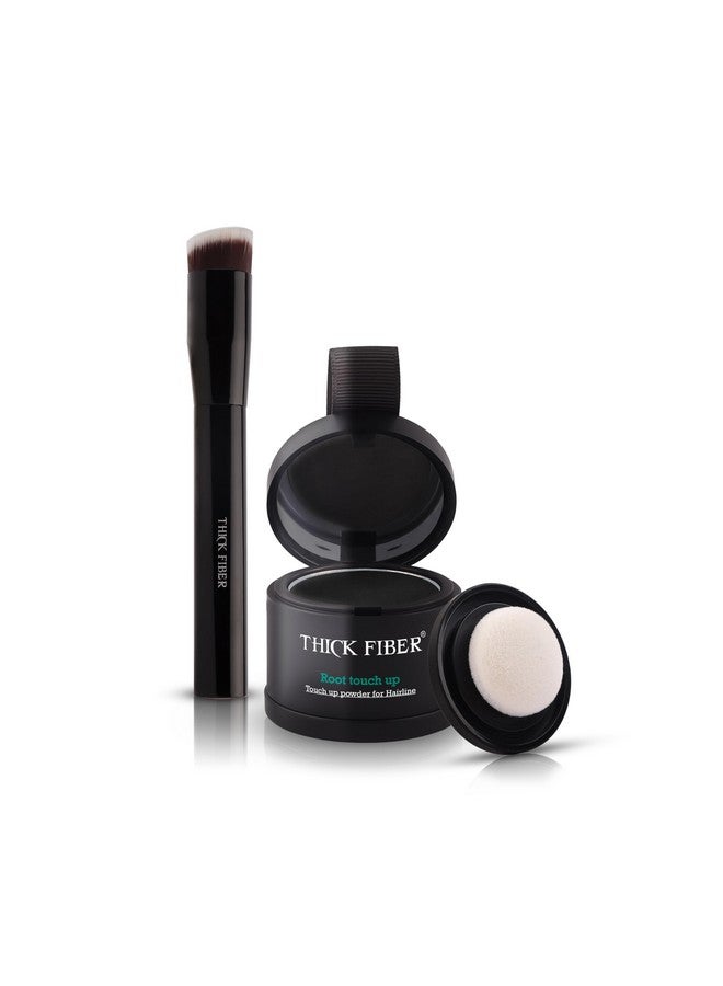 Thick Fiber Root Touch Up Powder,Root Cover Up Hairline Powder For Thin Hair Water&Sweat Resistant Hair Loss Concealer Set With Hair Powder For Thinning Hair Women,Includes Brush(Black),60 Grams - Image 1