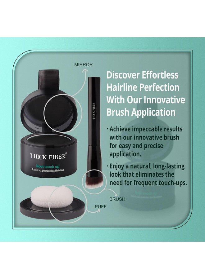 Thick Fiber Root Touch Up Powder,Root Cover Up Hairline Powder For Thin Hair Water&Sweat Resistant Hair Loss Concealer Set With Hair Powder For Thinning Hair Women,Includes Brush(Black),60 Grams - Image 4