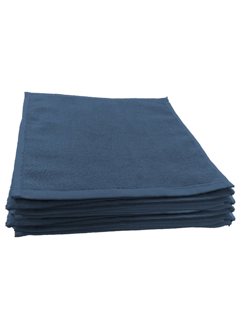 MAXQON Pack Of 10 - Face Towel - 100% Cotton Small Size (30x30cm) Highly Absorbent And Super Durable, Color Dark Blue  - Image 1
