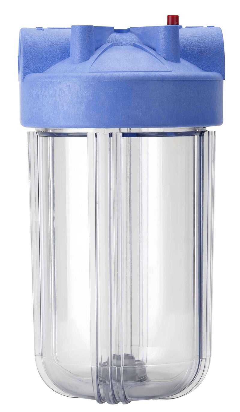 Pentair Pentek 166219 Big Clear Filter Housing 1 NPT 10 Whole House Heavy Duty Water Filter Housing with Pressure Relief Button 10Inch BlueClear