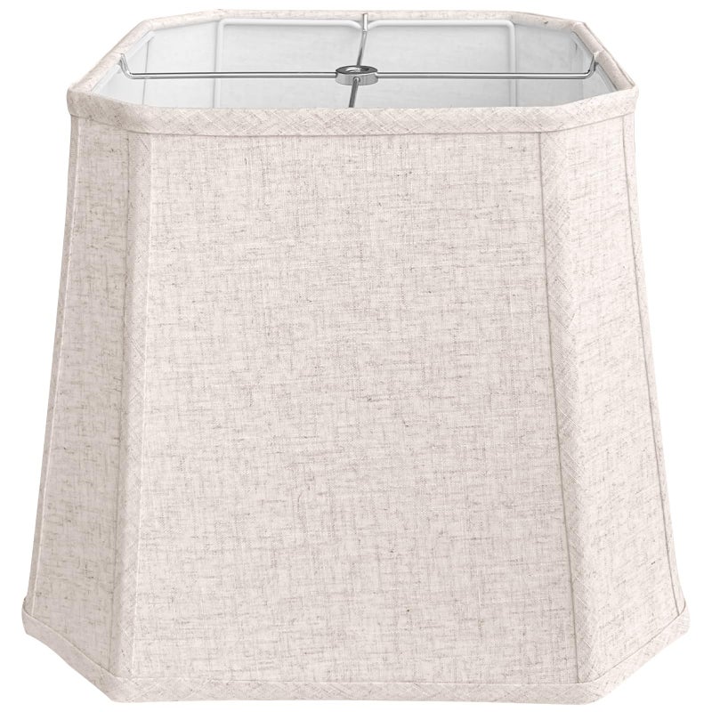 TOOTOO STAR Square cut corner lampshade, 10x13x10.5 inch medium table lamp shade floor lamp Beige Lamp shades Natural Linen Hand Crafted, Easy Assembly Required - Image 1