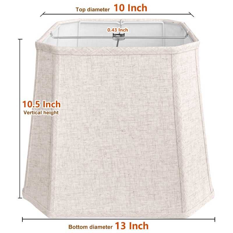 TOOTOO STAR Square cut corner lampshade, 10x13x10.5 inch medium table lamp shade floor lamp Beige Lamp shades Natural Linen Hand Crafted, Easy Assembly Required - Image 2
