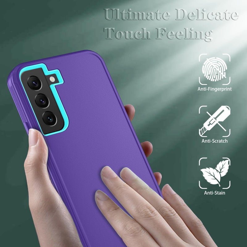 أونولا Phone Case for Samsung Galaxy S21 Case with HD Screen Protector, Heavy Duty Shockproof u0026 Dropproof 3-Layer Cover Phone Case for Galaxy S21 6.2'',PurpleSkyblue - Image 3