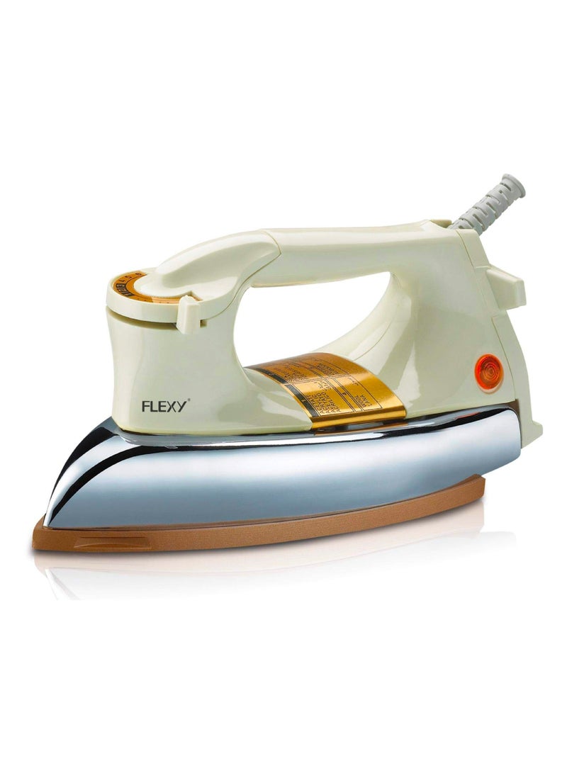 Flexy Automatic Dry Iron: Super Deluxe Heavy Weight Iron Box with Temperature Settings Dial, Auto Shut Off Function, and Teflon Coating - Suitable for All Fabrics - White/Golden (2.5 kg, 1200 W) - Image 4