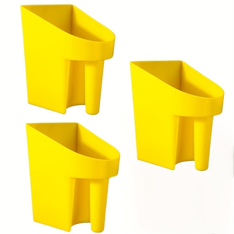 Set Of 3 Durable And Stackable Yellow Plastic Feed Scoops For Barn And Farm Use Ideal For Livestock Feeding And Poultry Care - Image 2