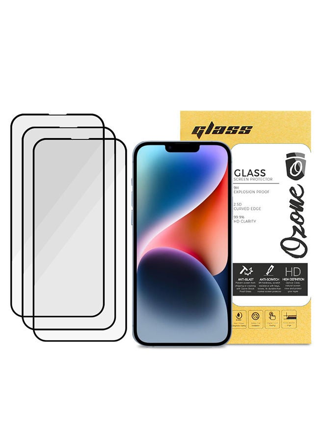 O Ozone Tempered Glass Screen Protector for iPhone 14 Plus (Pack of 3) - Image 1