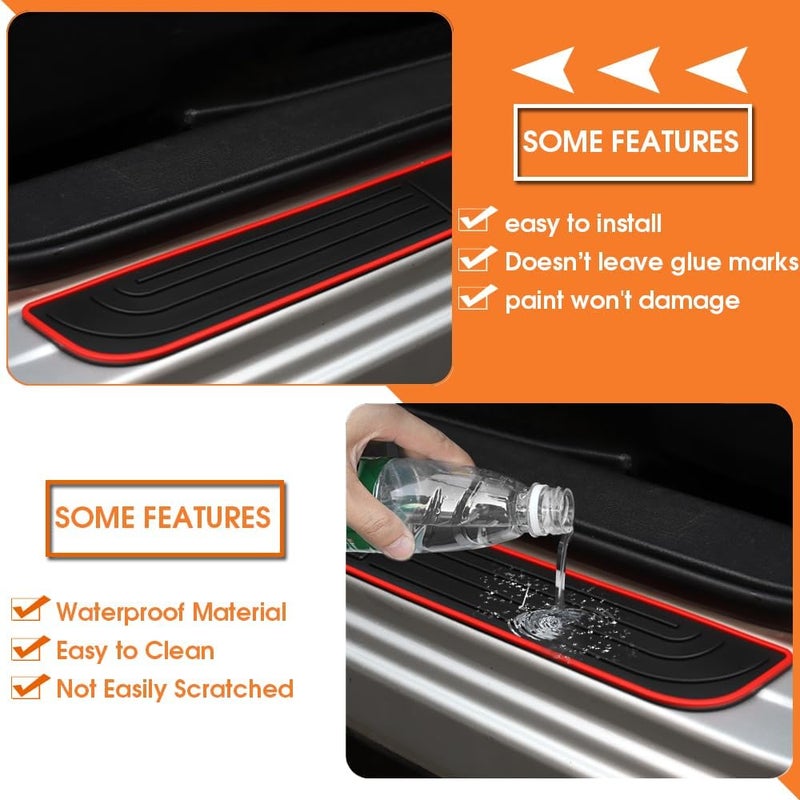 BOYOUS 4PCS PVC Soft Rubber Door Sill Protector Anti-Dirty Scuff Plate Cover Guard Sills Protector Trim,Welcome Pedal Protect for Honda HR-V HRV 2023 2024 2025 2026 - Image 5