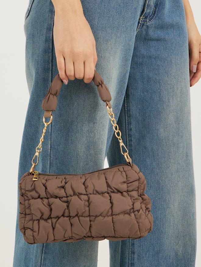 Styli Styli  Quilted Shoulder Bag with Detachable Strap and Zip Closure  - Image 3