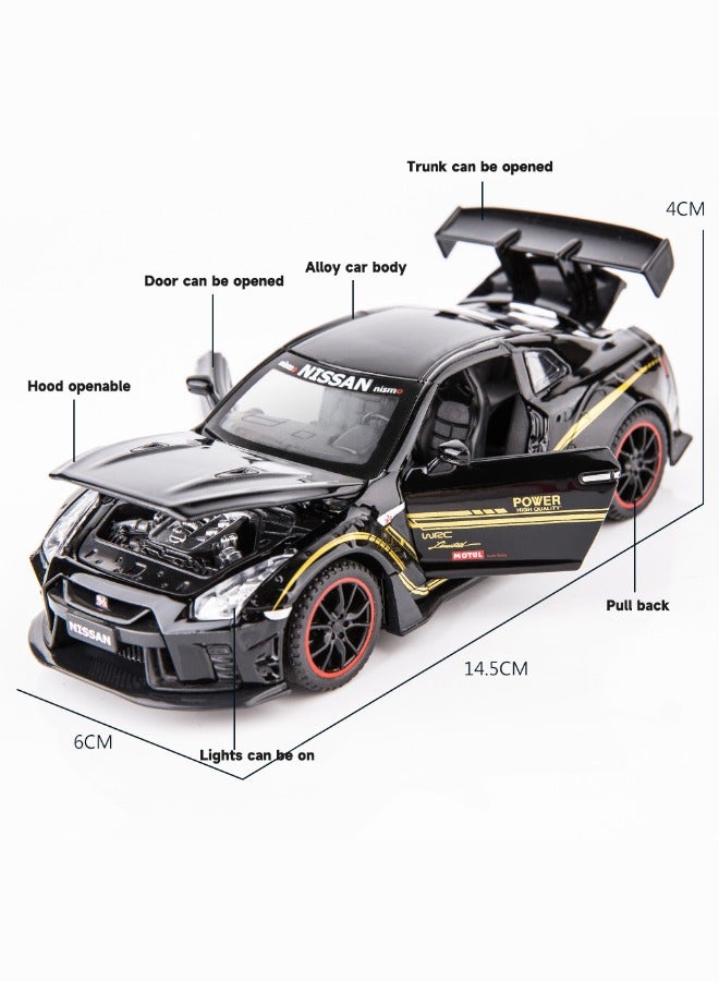 موديل كار لعبة نموذج سيارة 1:32 GTR R35، لعبة سيارة قابلة للسحب من سبائك الزنك، صوت وضوء، نموذج سيارة رياضية للأطفال الأولاد والبنات - Image 4