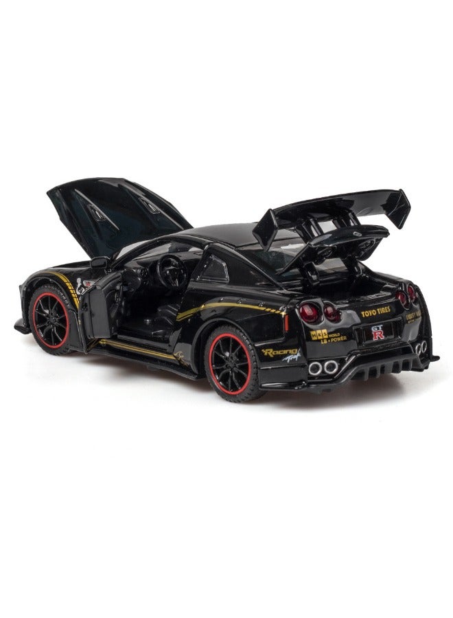 موديل كار لعبة نموذج سيارة 1:32 GTR R35، لعبة سيارة قابلة للسحب من سبائك الزنك، صوت وضوء، نموذج سيارة رياضية للأطفال الأولاد والبنات - Image 2