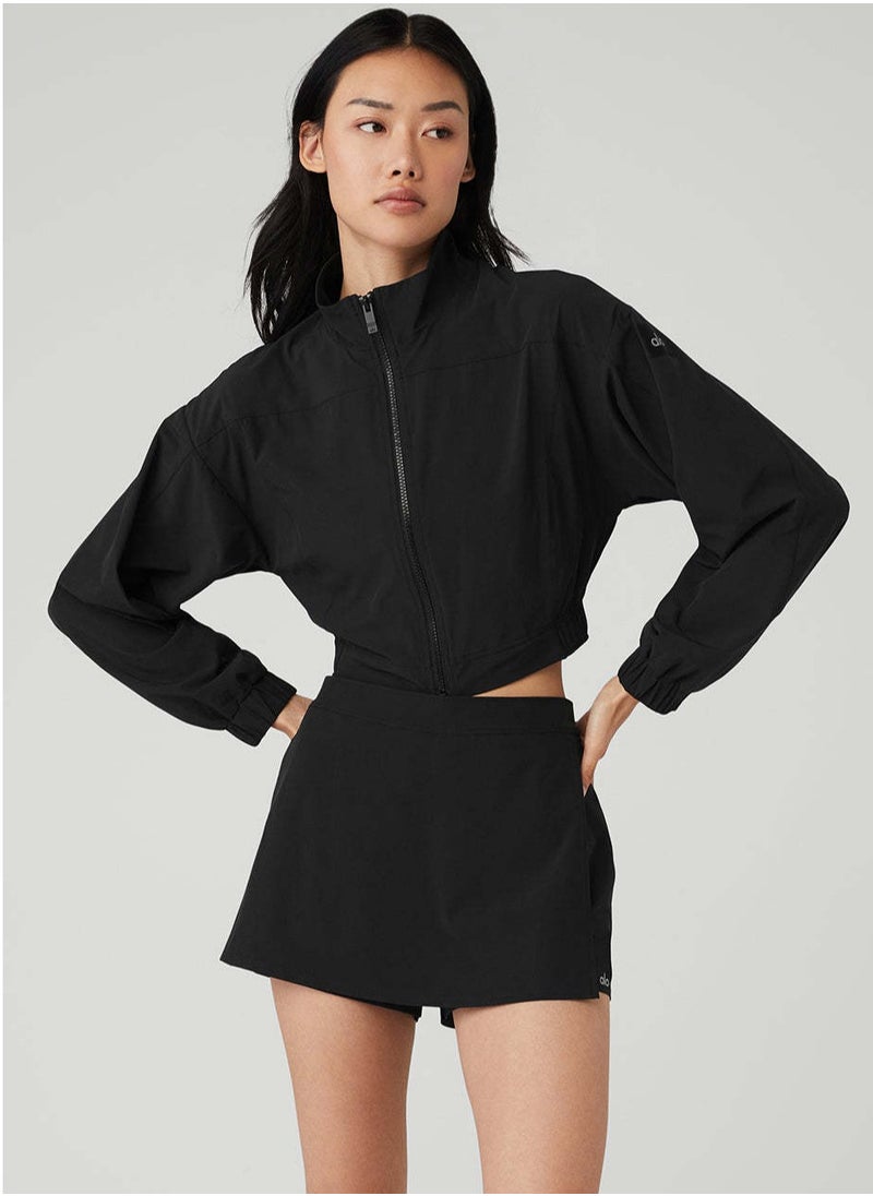 alo - aloyoga high waist windproof coat stand collar loose short sun-protective clothing breathable thin outdoor sun protection long sleeve - Image 1