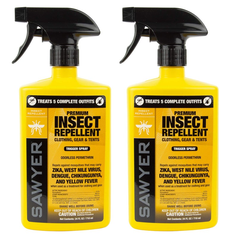 Sawyer Products Sawyer Products SP6572 Twin Pack Premium Permethrin Clothing Insect Repellent Trigger Spray, 24 oz,Yellow  - Image 1