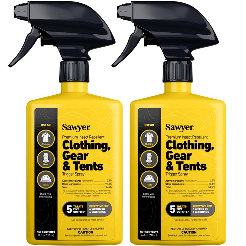 Sawyer Products SP6572 Twin Pack Premium Permethrin Clothing Insect Repellent Trigger Spray, 24 oz,Yellow - Image 1