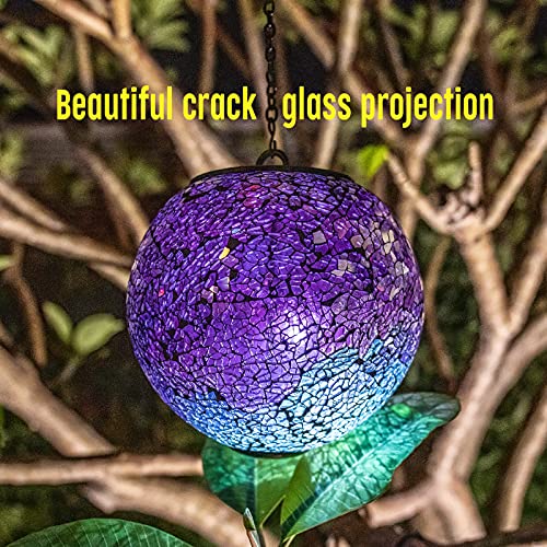 VCUTEKA Solar Lanterns Outdoor Waterproof - Hanging Solar Lights Garden LED Lanterns Mosaic Crack Glass Design for Landscape Patio Yard Garden Pathway Decoration - Image 2