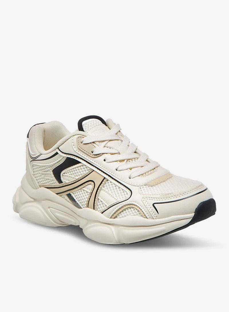 ميسي Women's Panelled Sneakers with Lace-Up Closure