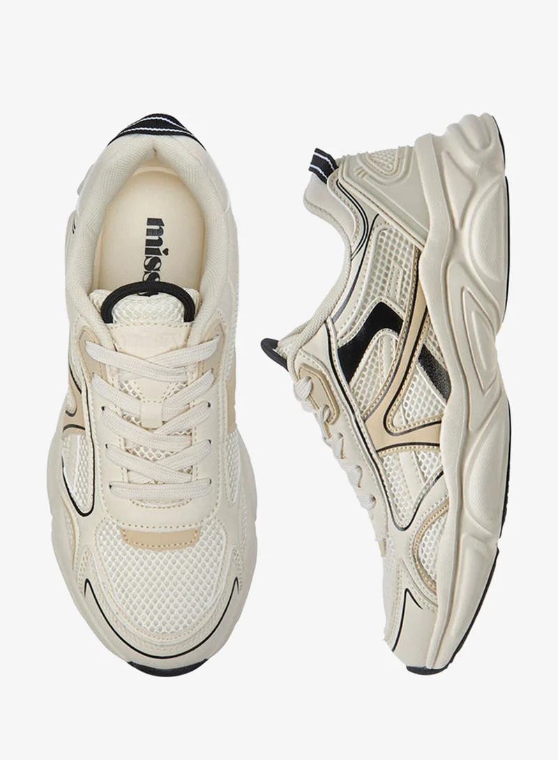 ميسي Women's Panelled Sneakers with Lace-Up Closure