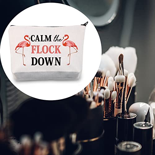 LEVLO Funny Flamingo Gift Calm The Flock Down Flamingo Cosmetic Bag Fun Flamingo Party Gift Flamingo Lover Gift (CALM THE FLOCK DOWN) - Image 5