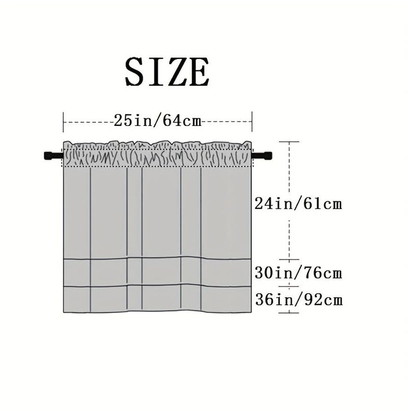Black Short Blackout Curtain 25x24in Rod Pocket For Kitchen Bathroom Cabinet Camper RV - Image 2