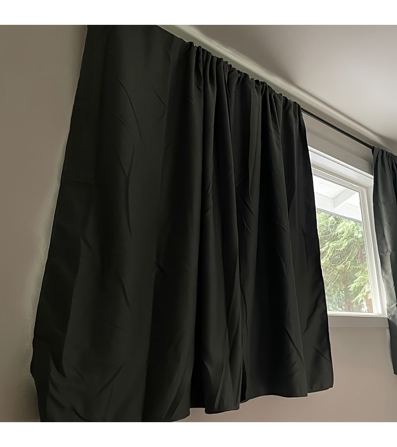 Black Short Blackout Curtain 25x24in Rod Pocket For Kitchen Bathroom Cabinet Camper RV - Image 5
