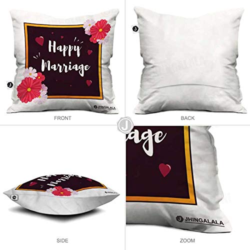 Jhingalala Jhingalala Happy Marriage Printed Cushion Mug Key Chain Greeting Card Combo Gift Pack Gift for Wedding Couple Marriage Gifts for Couples Wedding Gift for Couples Marriage Gift for Friend - Image 3