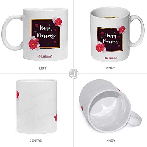 Jhingalala Jhingalala Happy Marriage Printed Cushion Mug Key Chain Greeting Card Combo Gift Pack Gift for Wedding Couple Marriage Gifts for Couples Wedding Gift for Couples Marriage Gift for Friend - Image 4