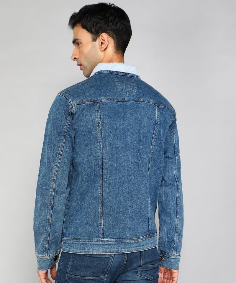 FTX Men Solid Blue Denim Jacket (536_1)_S - Image 2