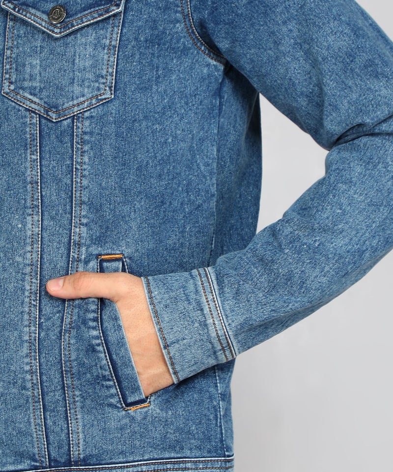 FTX Men Solid Blue Denim Jacket (536_1)_S - Image 5
