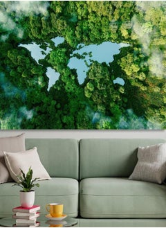Forest World Map Canvas Lake In The Shape Of A World Map Ecology Art Nature World Map Canvas Large Travel Wall Art Gift Idea Office Wall Art