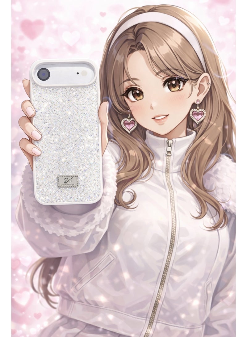 في آر كرييتيف غطاء هاتف فاخر لامع مرصع بالألماس لهاتف Apple iPhone 17 Air مع أحجار الراين المتلألئة للحماية - أبيض - Image 2