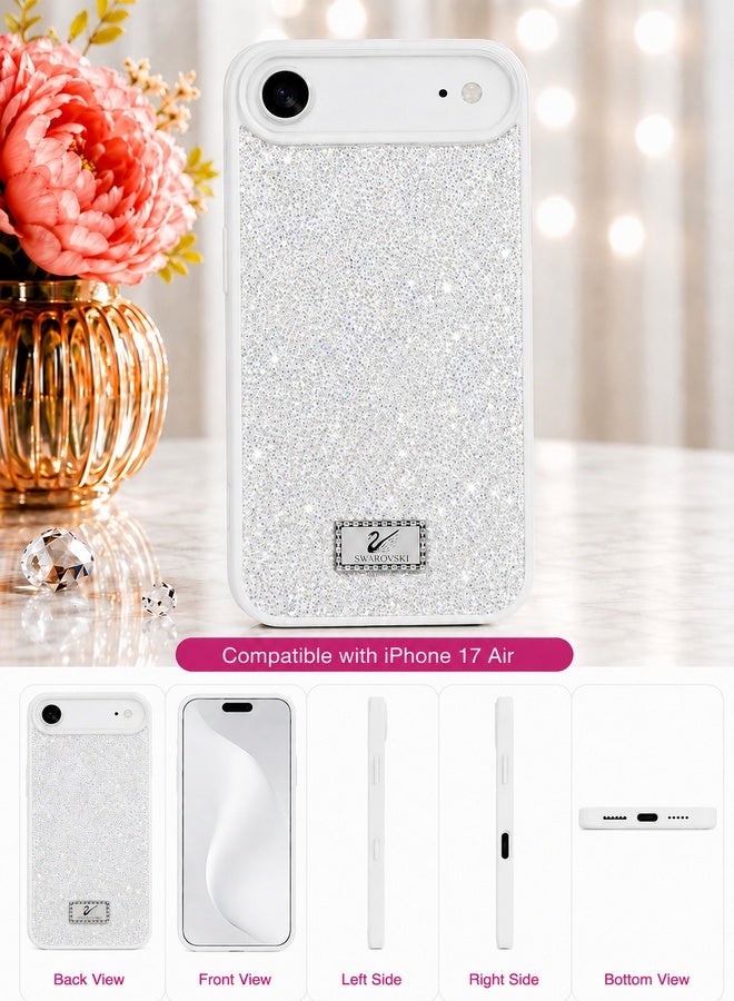 VR CREATIVE Luxury Sparkling Crystal Rhinestone Protective Phone Case Cover for Apple iPhone 17 Air – White - Image 2