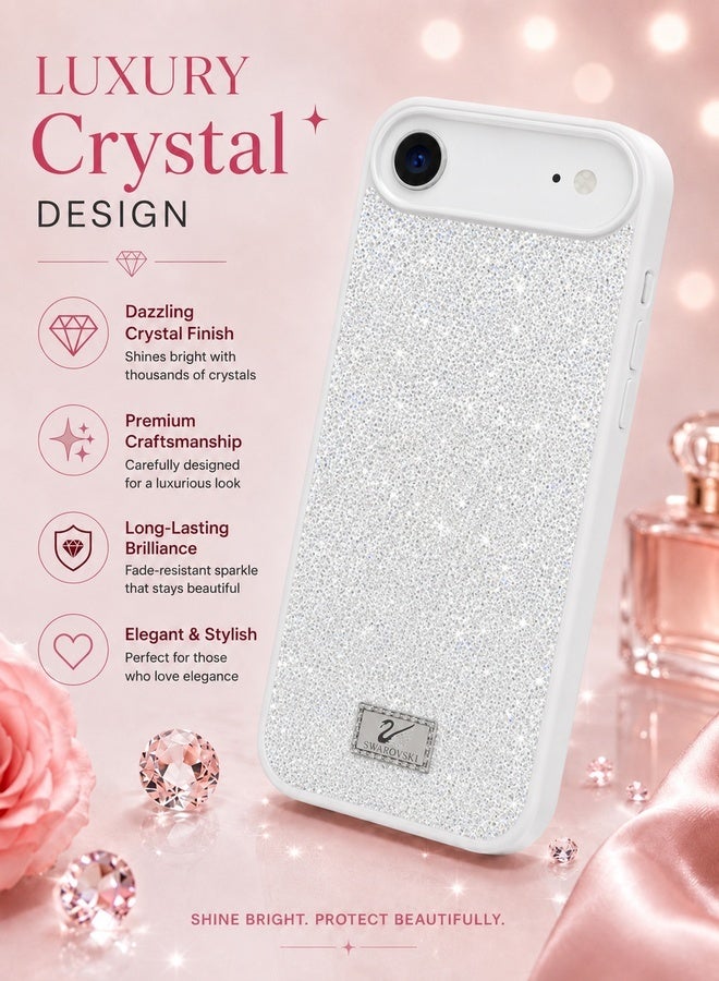 VR CREATIVE Luxury Sparkling Crystal Rhinestone Protective Phone Case Cover for Apple iPhone 17 Air – White - Image 3