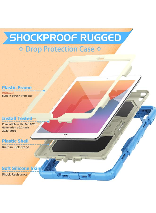 Zaboon Case For iPad 10.2 2021 / 2020 / 2019 Shockproof Colorful Silica Gel + PC Protective Case with Holder & Shoulder Strap - Image 5