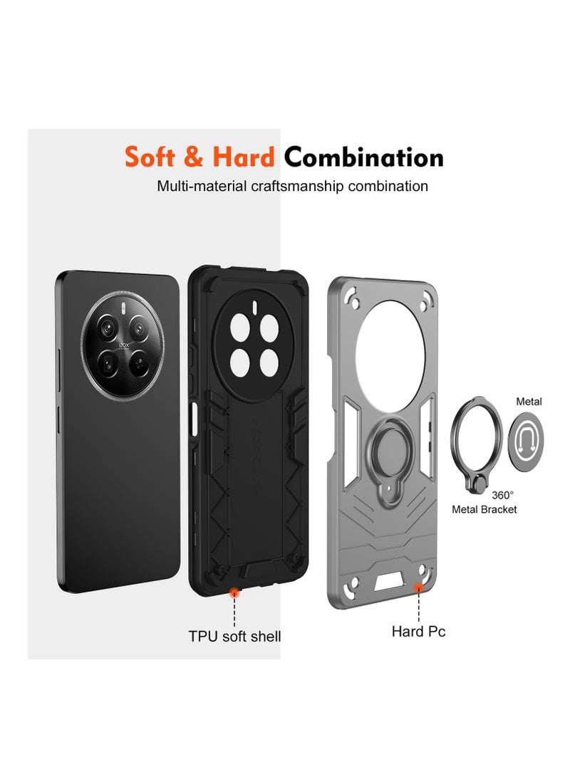 GOLDEN MASK GOLDEN MASK For Realme 12 Pro Plus/Realme 12 Pro Armored Window Bracket Camera Shield Cover Camera Lend Protection With Ringe (Grey)  - Image 4