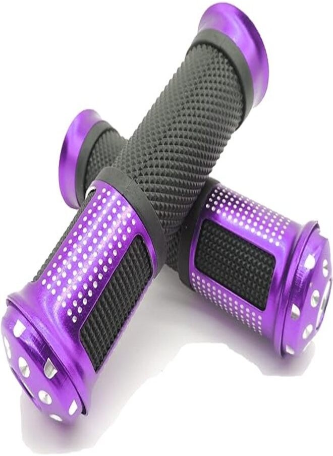 Generic HiSport Motorcycle Handlebar Grips Universal 7/8" 22mm Aluminum Soft Rubber Anti-Slip Diamond Decoration Handle Bars for Bike Motorcycle Scoote(Purple)  - Image 1