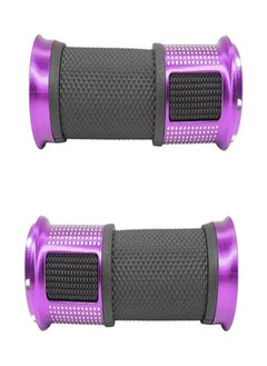 Generic HiSport Motorcycle Handlebar Grips Universal 7/8" 22mm Aluminum Soft Rubber Anti-Slip Diamond Decoration Handle Bars for Bike Motorcycle Scoote(Purple)  - Image 2