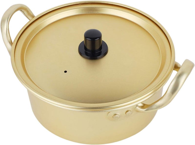 klarako Aluminum Ramen Pot with Lid,Saucepan Korean Hot Pot Ramen Noodle Cooker Pot Soup Pot Stockpot Small Sauce Pot for Cooking(6.3 Inch) - Image 1