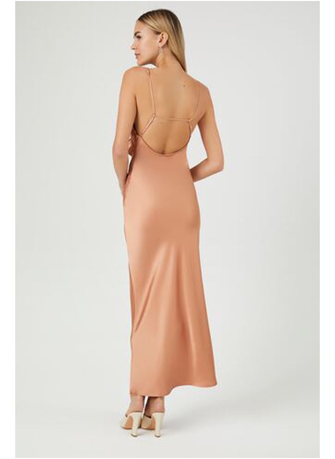 FOREVER 21 - Satin Ruffle-Trim Maxi Dress - Image 1