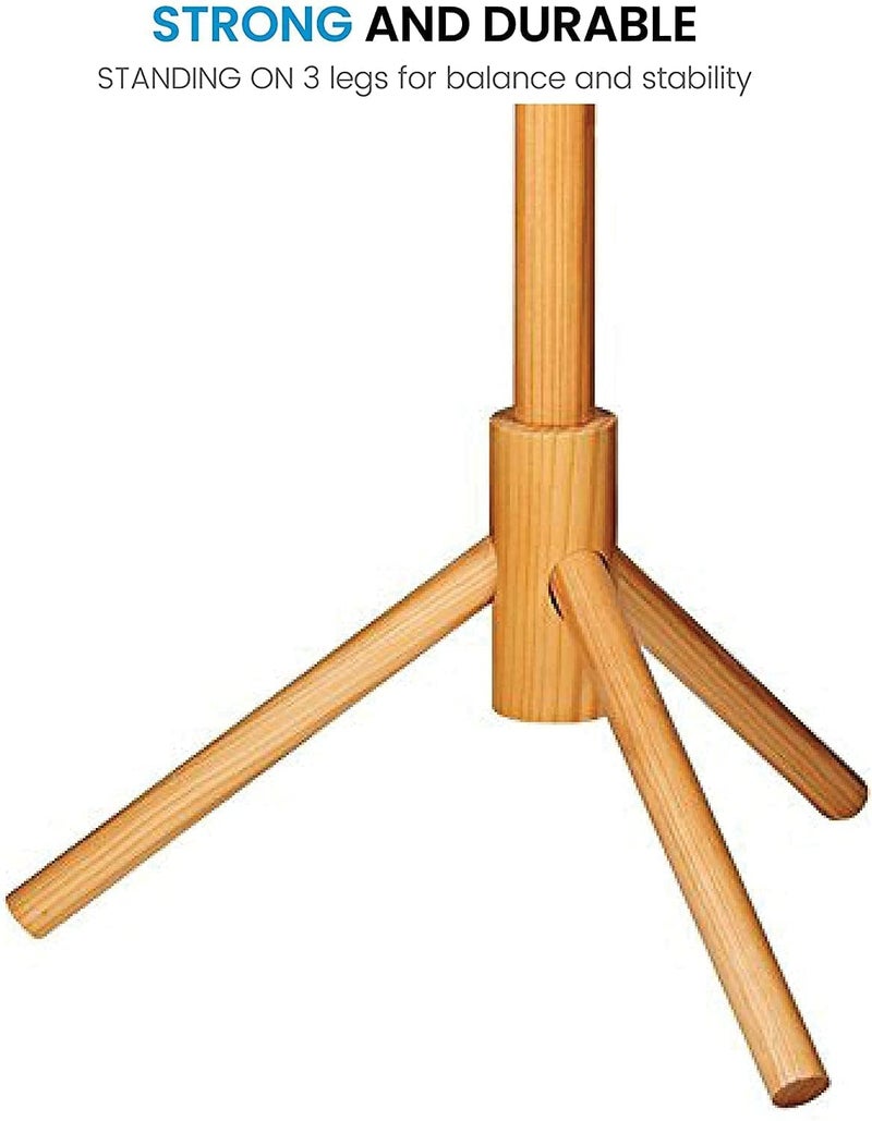 Ash  Roh Ash & Roh Natural Wooden Coat Rack Stand With Hooks Adjustable Height, Easy Assembly, Sturdy Solid Base for Coats, Hats, Handbags Entryway, Hallway, Bedroom, Office (Beige, 92-3), 10 x 10 x 24 Cm - Image 4