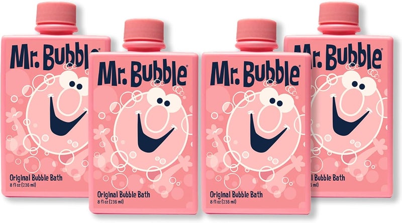 Mr. Bubble Original Bubble Bath, Bubblegum Scent, 8 oz Retro Bottle, 4-Pack
