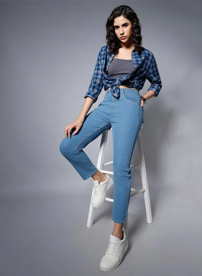 HIGH STAR HIGH STAR Mid Rise Regular Fit Cropped Jeans