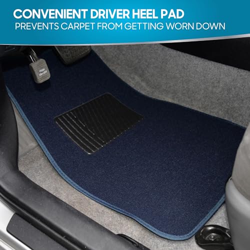 BDK Premium Carpet Blue Floor Mats for Cars - Universal Fit Interior 4-Piece Car Mats Full Set with Vinyl Heel Pad Protector - Cute Car Accessories Interior Floor Covers for SUVs & Trucks - Image 2