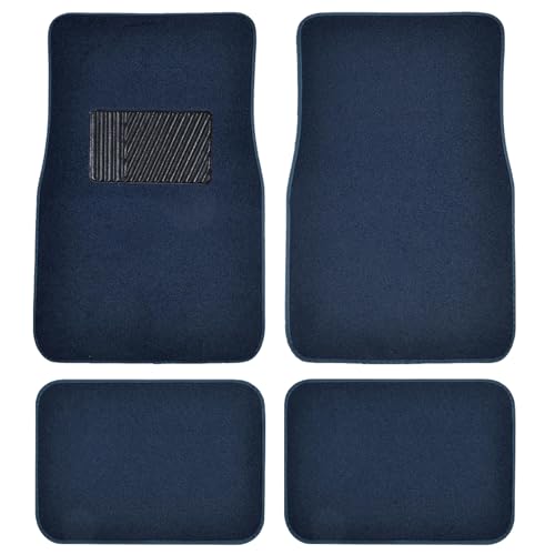 BDK Premium Carpet Blue Floor Mats for Cars - Universal Fit Interior 4-Piece Car Mats Full Set with Vinyl Heel Pad Protector - Cute Car Accessories Interior Floor Covers for SUVs & Trucks - Image 1