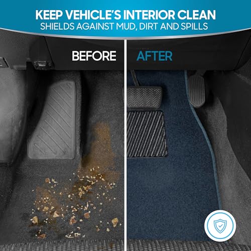 BDK Premium Carpet Blue Floor Mats for Cars - Universal Fit Interior 4-Piece Car Mats Full Set with Vinyl Heel Pad Protector - Cute Car Accessories Interior Floor Covers for SUVs & Trucks - Image 4