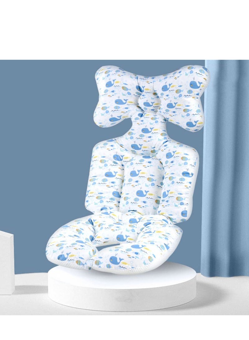 SYOSI Baby Seat Pad, Infant Car Seat Insert, Stroller Insert Head and Body Support Pillow, Air Mesh Breathable Car Infant Soft Padding, Pram Non Slip Cushion for Baby Kid Toddler Infants(Blue Whale) - Image 2