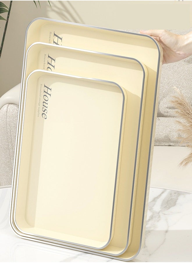 HOOPZOZA 3pcs Serving Tray Plastic Coffee Table Tray Decorative Tray Food Tray  for Serving Food Veggie Snack Fruit Cookies  Dessert Party Food Desserts in Kitchen or Pantry  - Image 1