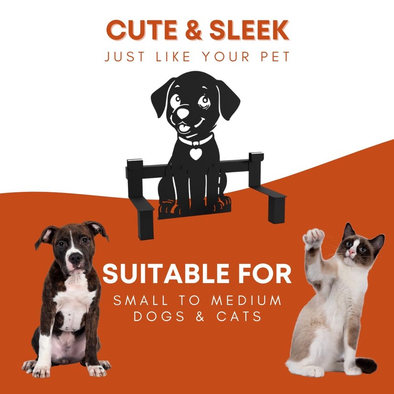 COGO GINGY Pet Feeder| 2 Stainless Steel Bowls (800 ml Each) | Wall Mountable | Elevated Feeder for Medium & Large Dogs & Cats | 10 x 10 x 7.5 inch | Strong Metal Frame | Colour: Matt Black - Image 5