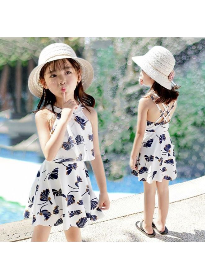 إسكدنيا بدلة سباحة نسائية للوالدين والطفل، تغطي البطن المحافظ، فستان الأميرة المنفصلة، ​​بدلة سباحة نسائية ربيعية ساخنة - اللون: بيج للأطفال، المقاس: M - Image 1